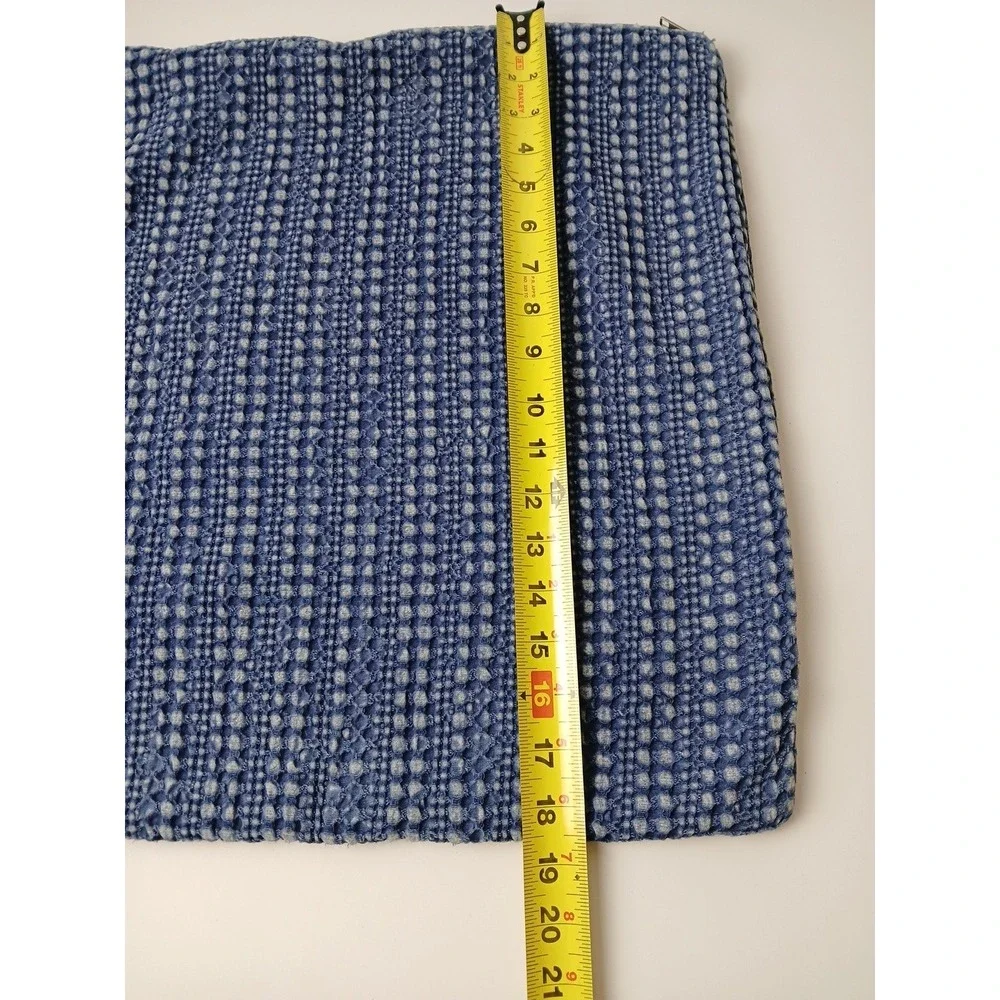 Pottery Barn Honeycomb Sham Lot of 2 Midnight Navy Blue Textured Cotton 17